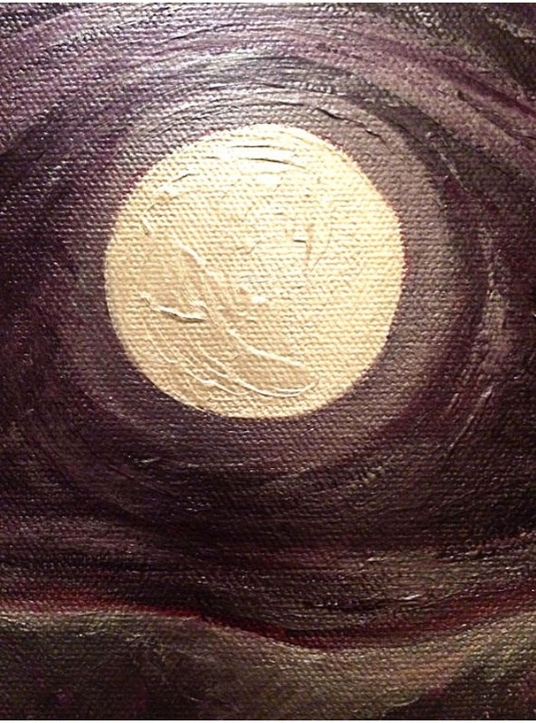 Original Artwork on Canvas Acrylic Painting of Moon, Mountains, and Ocean gallery