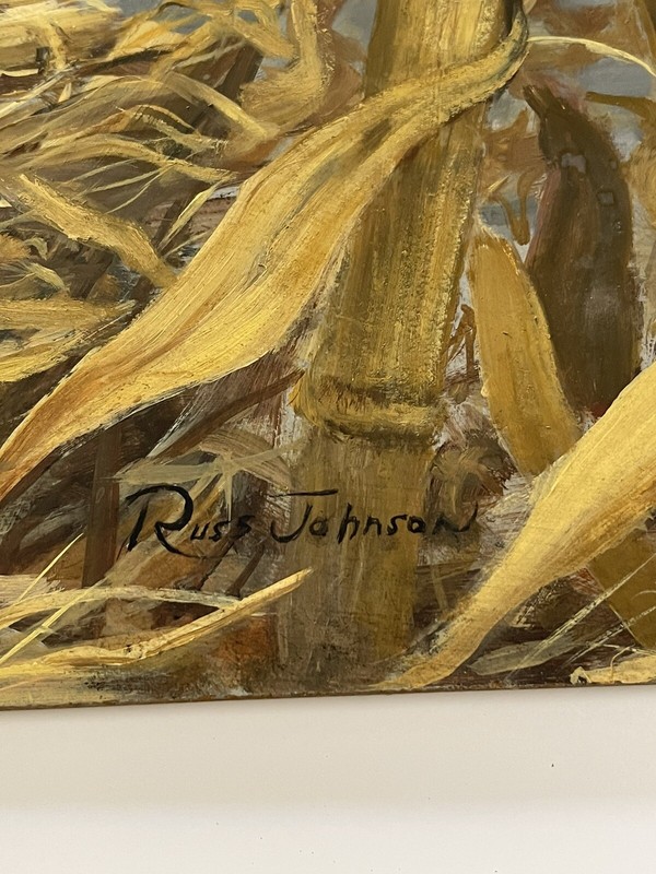 Russell Johnson Painting Wildlife Hunt Landscape Hunting Dog Realism Vintage gallery