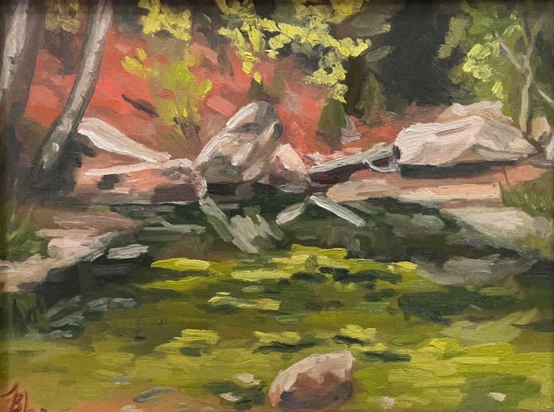 Emerald Pools Oil Painting 9×12 Art Original Signed by Artist Unframed