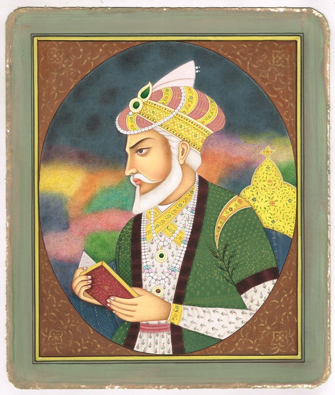 Miniature Portrait Painting Of Mughal Emperor Aurangzeb On Paper 10×12 inches
