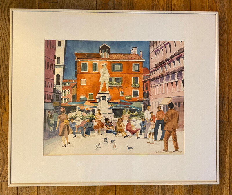 Arthur Silkman Vintage Original Italy Cityscape Watercolor Architecture Monument