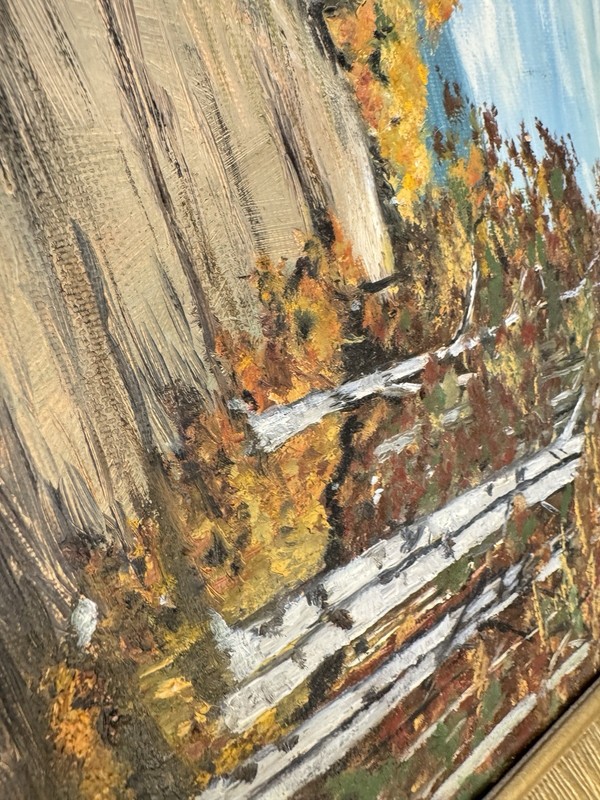 Vintage Fall Foliage Trees Landscape Oil Acrylic Painting Signed Art Framed gallery