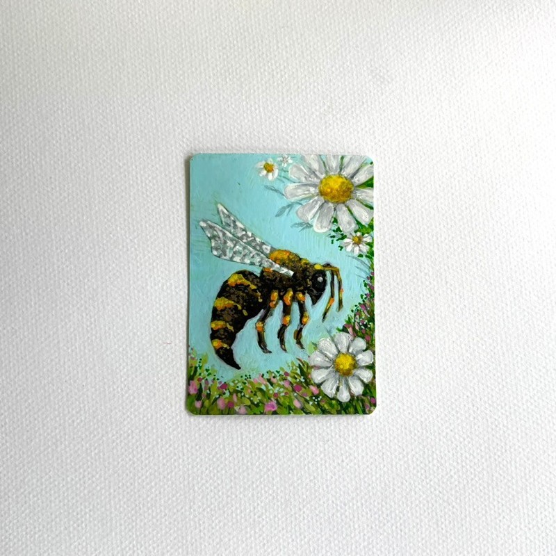 ACEO Original Art Card by PetrasArt Mixed Media 3.5 x 2.5 Inches