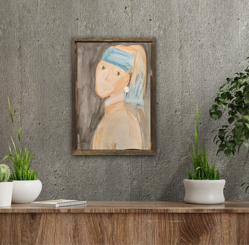 Gallery Wall Portrait A Girl With A Pearl Earring Inktense Moody Virgo Painting gallery