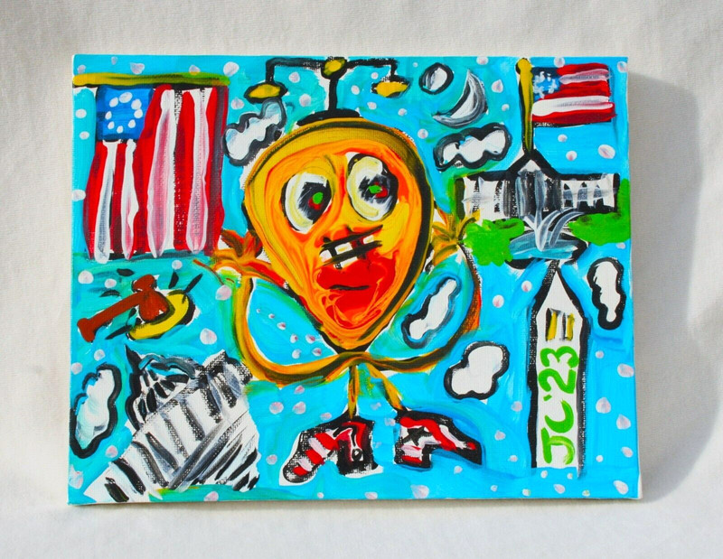 POLITICAL MINDED Jr CHARLIE FAST OUTSIDER FOLK POP ART AMERICAN FLAG DREAMS FREE