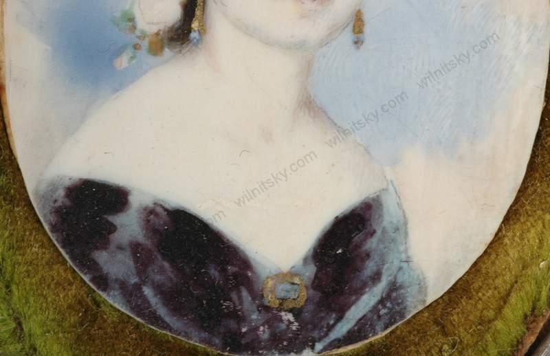 Francois Meuret (1800-1887)-Attrib. "Portrait of a young lady", fine miniature gallery