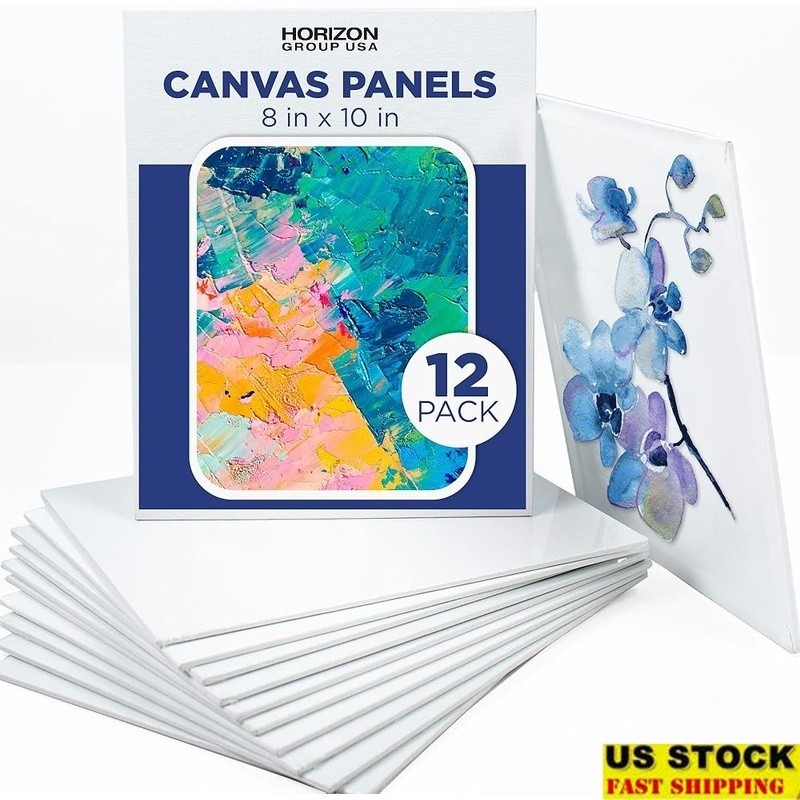 12 Premium Pre-Primed Canvas Panels Art Watercolor Oil Acrylic Painting New