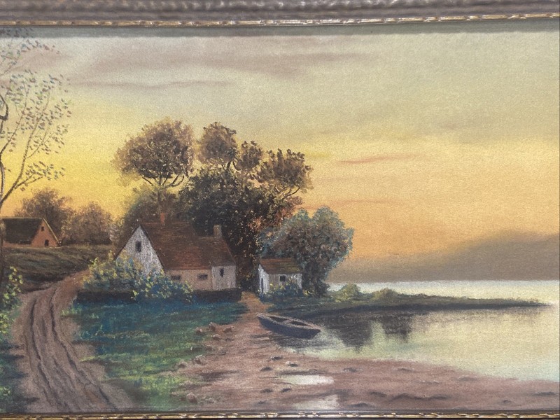 VTG. Pastel Painting Rural Landscape On Paper Signed gallery