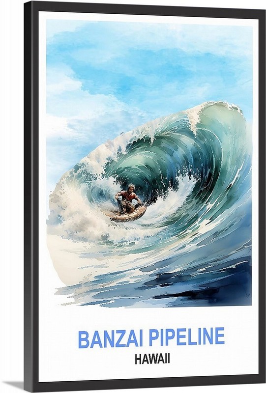Surf the Banzai Pipeline Hawal Travel Poster Gallery Canvas Wrap Wall Art Home