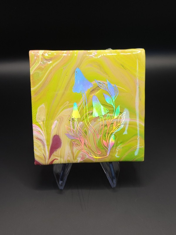 Acrylic Art Pour Painting, 100% hand-poured on Canvas With Decal & Resin Coated