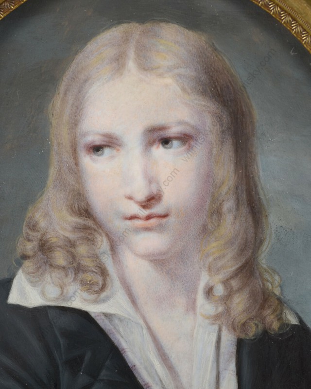 Matis Calault (fl. ca.1830) "Portrait of a blonde boy", fine miniature, ca.1830 gallery