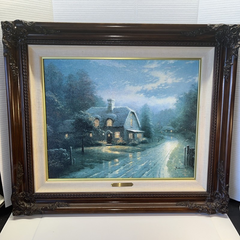 Thomas Kinkade «Moonlight Lane» 27”x23” Framed. Double Signed !!!
