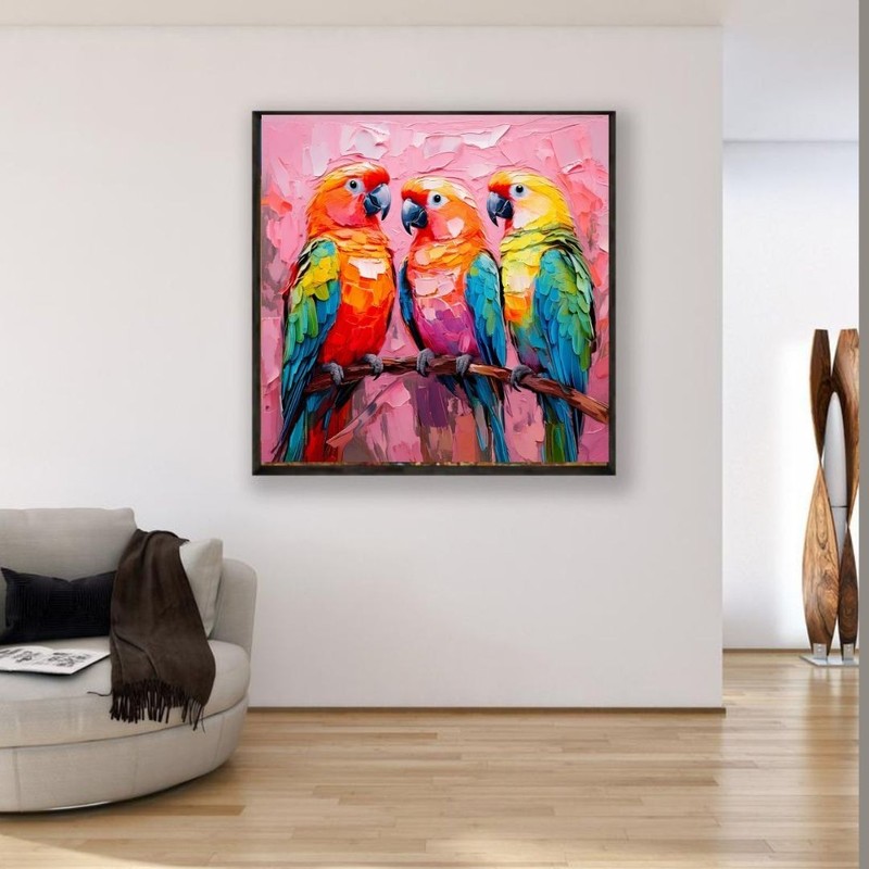 ORIGINAL Oil PAINTING on Canvas Parrot 12x12 in Textured Artwork Custom Order gallery