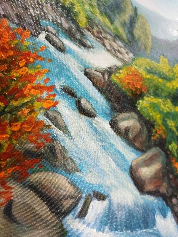 Oil Painting On Canvas Landscape Mountain River Nature National Park gallery