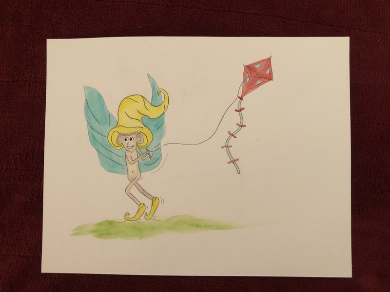 Elf Watercolor Print-Let’s Fly a Kite – 8 1/2″ x 11″ Print