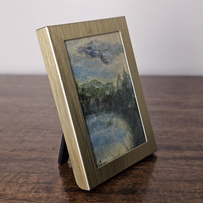 Miniature Framed Landscape Signed Oil Painting 2.5"x3.5" gallery