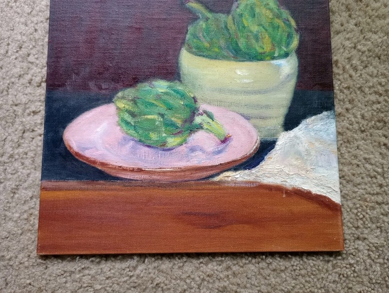 Oil Painting On Linen Panel - Artichokes - gallery