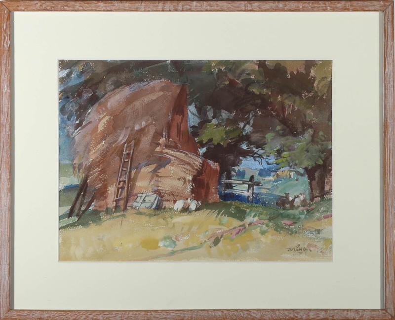 T. W. Pattison – Framed Mid 20th Century Watercolour, Hidden Haystack