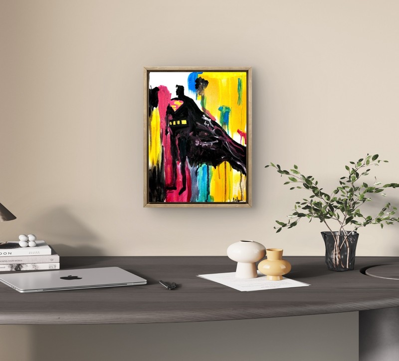 WS original superman hand painted 14X11 canvas acrylic colorful modern fine art gallery