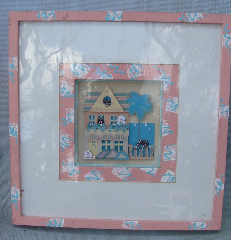 «Tropical Cat House» P. Nichols Elliot Key West Artist  Original Cut Paper Art
