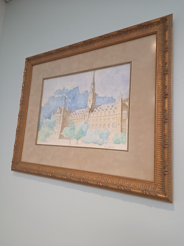 Original Watercolor Healy Hall Georgetown University Donald Leach 17×13
