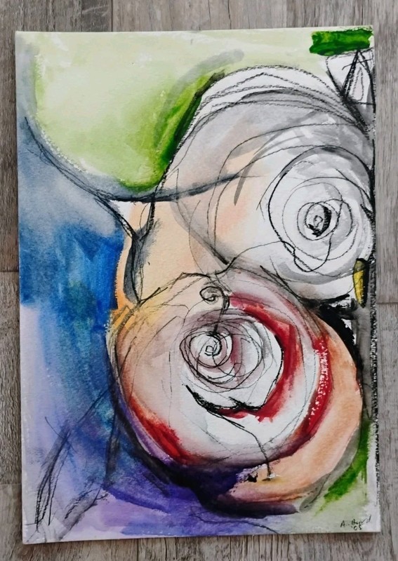 Original Contemporary Abstract Art Signed Mixed Media 2005 11″ X 8″