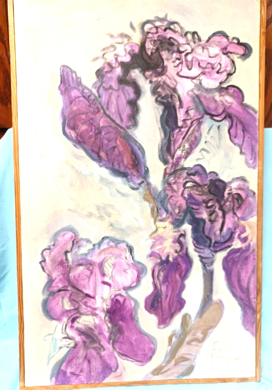 SALI Sally ARIEL DANCE IRIS Flower PAINTING ART Picture 1996 17 1/4″ x 27 1/2″