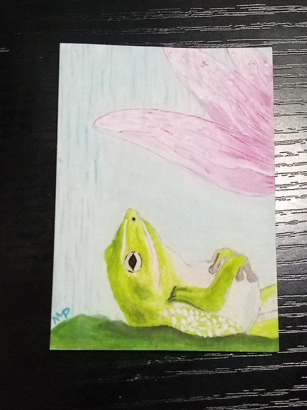 ACEO Original - Frog Rain Rest Painting - ATC gallery