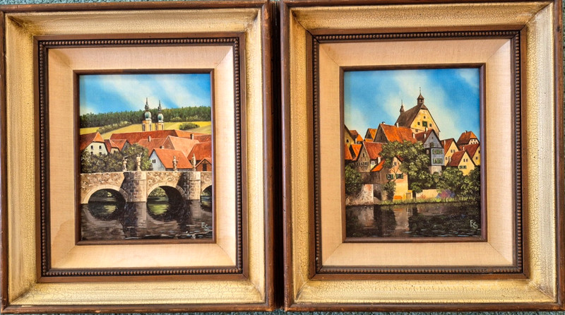 EUGENE SCHMIDT (1919-2007), German-American, Pair Original Oils, 8″ by 10″