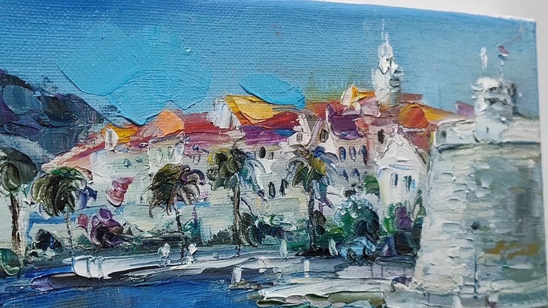 Original oil painting 10"x8" contemporary art, abstraction, yellow landscape art gallery