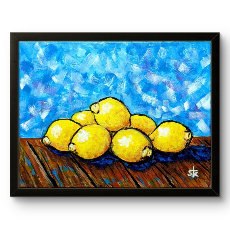 Hand Painted Fresh Lemons 11×14 Canvas Original Impressionist Painting
