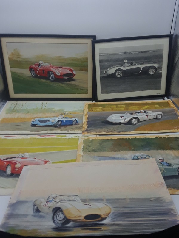 Original Fred Stout 1960’s Sportscar Racing Painting Series Extremely Rare