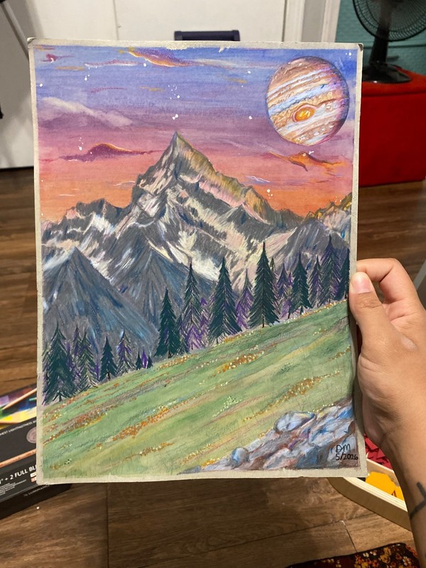 original artwork, colored pencil, watercolor, 9x12in, new
