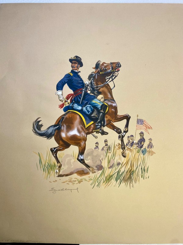 Eugene Leliepvre Civil War Union Cavalry Officer on Horseback Signed Print gallery
