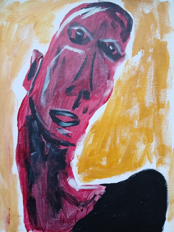 Expressionism/Abstract 11×14 Red Neck Man Modern Street ART Colorful Painting