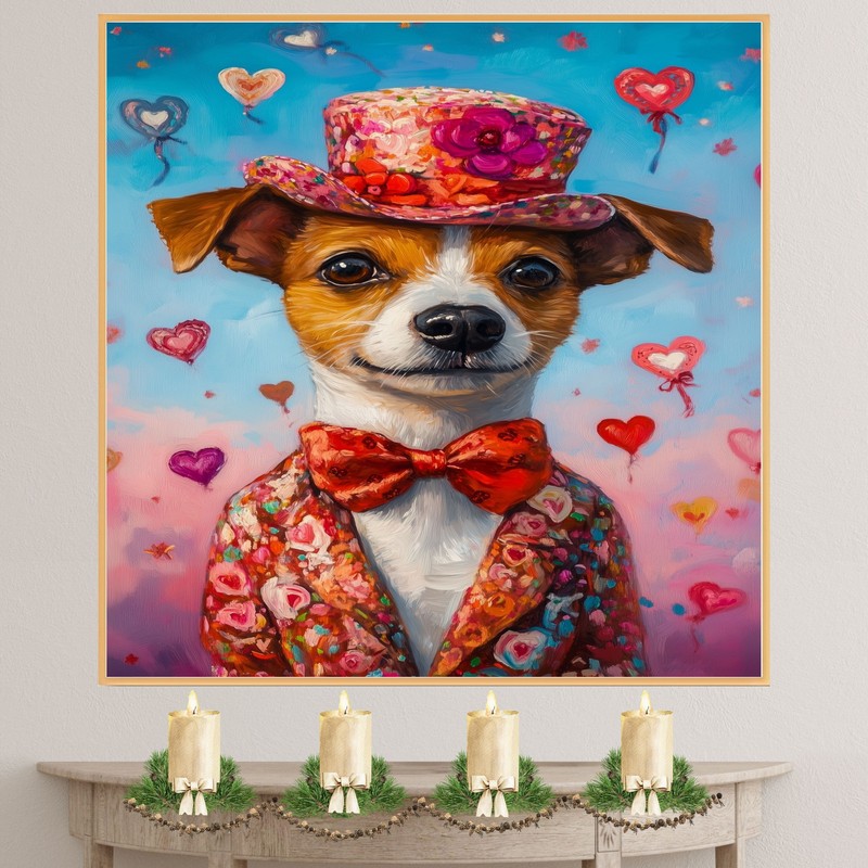 Regal Whimsy: Jack Russell Dog on Flat Rolled, Framed or Wrapped Canvas gallery