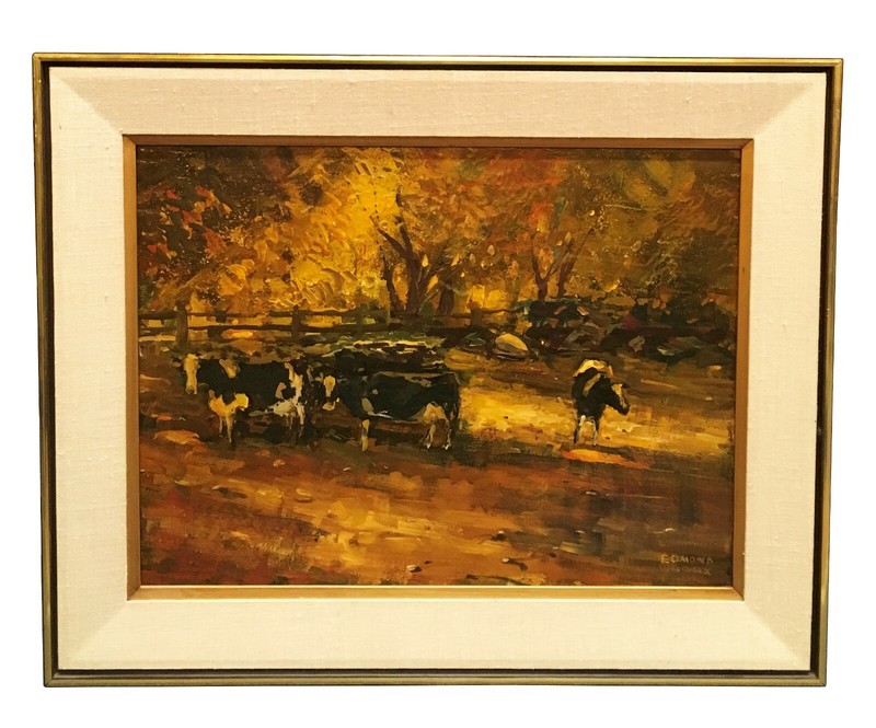 Edmond Woods (1905-1990) «Holstein Cattle» Morgan, Utah – Western Impressionism