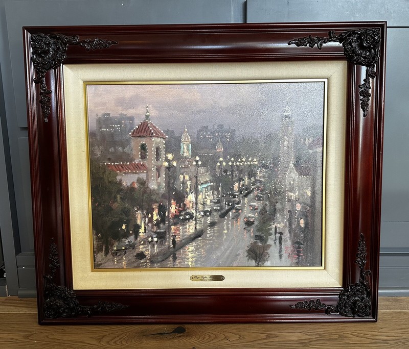 Thomas Kinkade Plaza Lights Kansas City Canvas S/N 24×28 COA