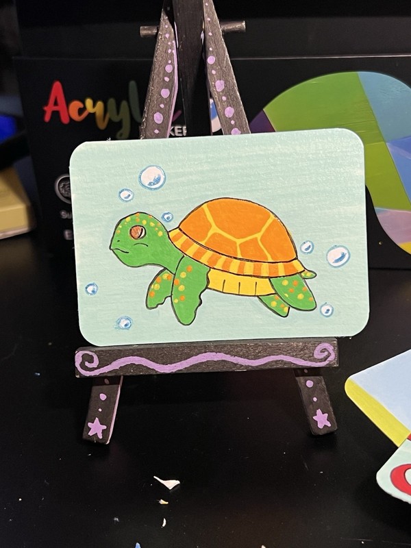 ACEO Original Acrylic Painting by Sillylilshop MDR Art Card Sea Turtle