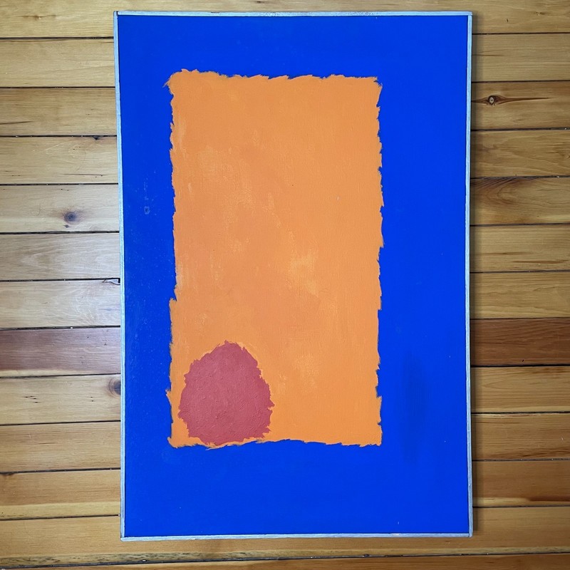Vintage Original Oil Painting Abstract Color Field Study Unsigned OOAK