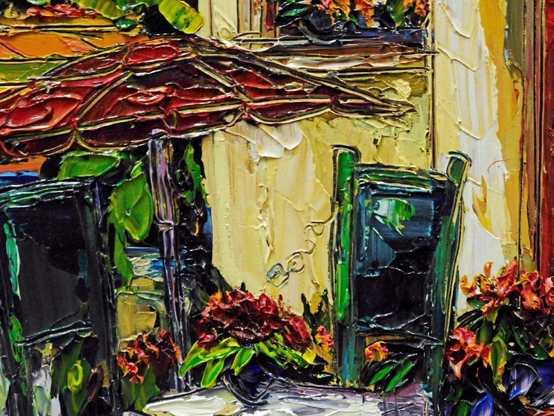 Maya Eventov "Untitled" Custom Frame Original Acrylic Flowers Hand Signed gallery