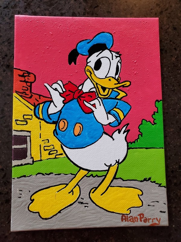 Donald Duck, Original 5" x 7" Acrylic Painting gallery