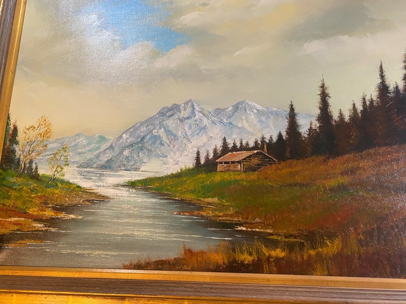 Huge L Duchamp "Landscape With River & Cabin Scene" Oil Painting - Signed/Framed gallery