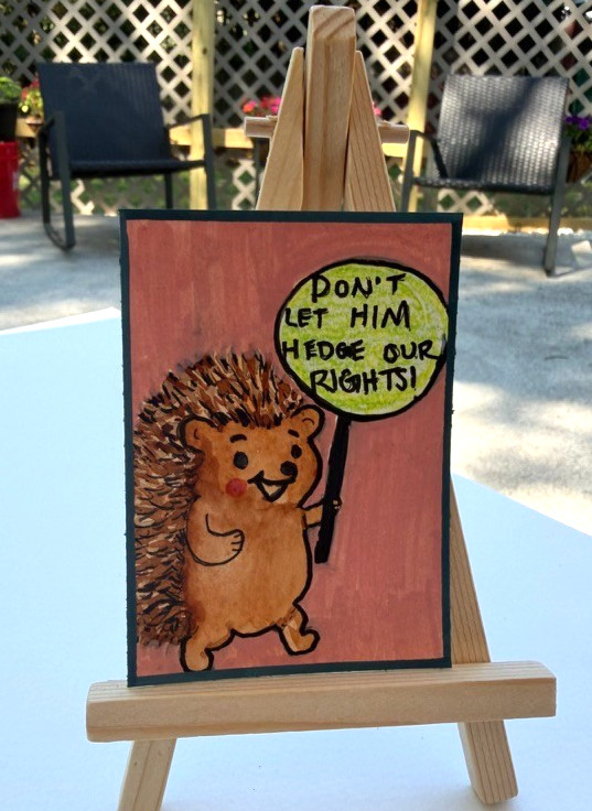 Original ACEO PaletteandPage Mixed Media Donkey Puns Protest Political Series gallery