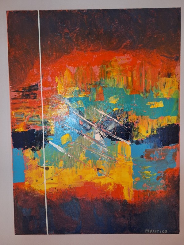 abstract art acylic painting on 16×20 canvas by Native Michigan artist Signed