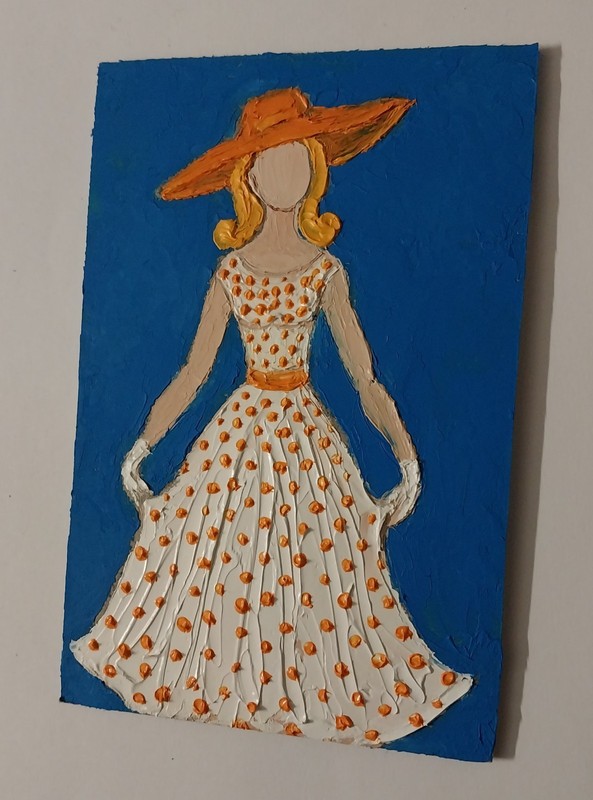 Framed Lady In Hat Vintage Style 50s Fashion Lady Art 4x6" Oil Painting Original gallery