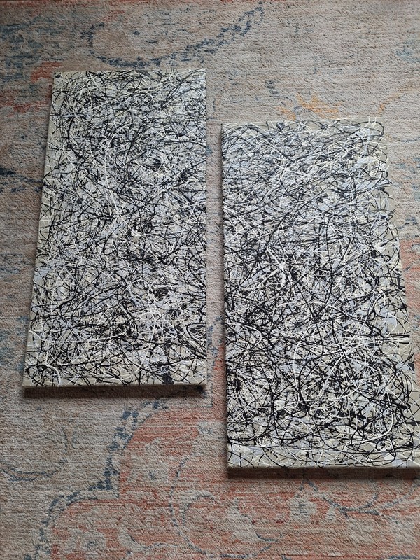 Original Abstract Action Painting jackson pollock style Set Of Two 12×24