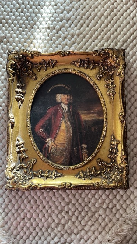 Framed Oval Oil Portrait Painting on Board of Man, London England