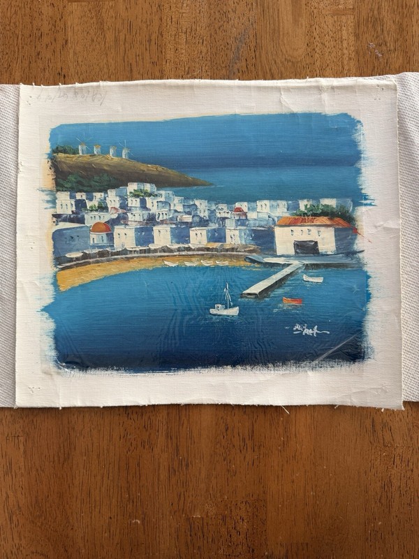 Greek Island Mykonos Unframed Original Oil Painting On Canvas 8×10