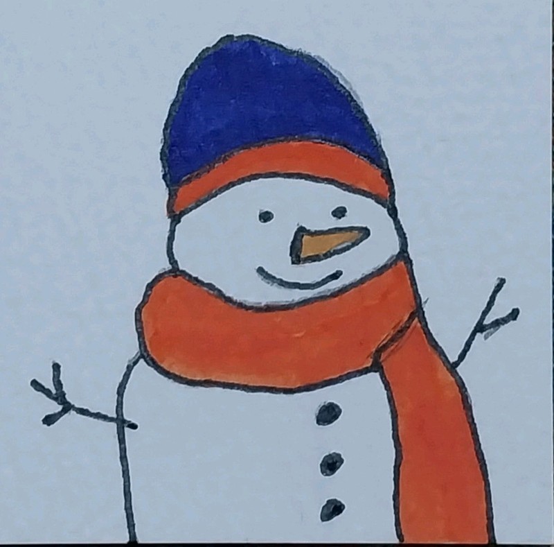 Original Painting 2×2 Inch Tiny Collectible Whimsical Snowman Dollhouse Art